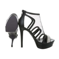 Damen High Heels mit Peeptoe - schwarz