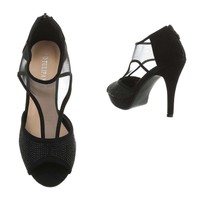 Ladies Peeptoe avec plateau transparent - noir