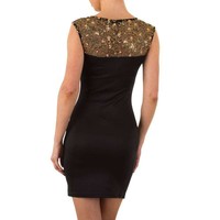 Damen Kleid mit gesticktem Oberteil - schwarz