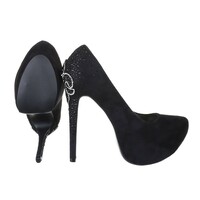 Damen Stiletto mit Schlössern - schwarz