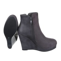 Damen Stiefeletten mit Keilabsatz - grau