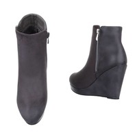 Damen Stiefeletten mit Keilabsatz - grau