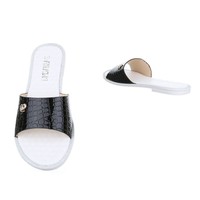 Damen Slipper mit Lederoptik - schwarz
