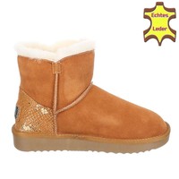 Leder Damen Stiefel - Kamel