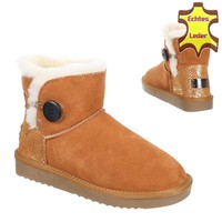 Leder Damen Stiefel - Kamel