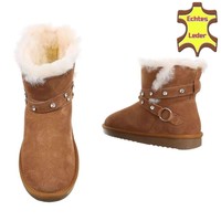 Leder Damen Stiefel - Kamel