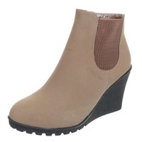Damen Stiefeletten mit Keilabsatz - khaki