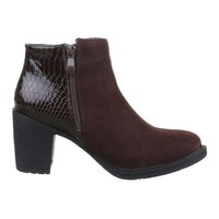 Damen Stiefeletten mit Schlangenprint - Braun
