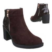 Damen Stiefeletten mit Schlangenprint - Braun