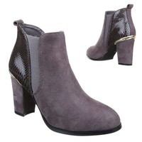 Damen Stiefeletten mit Schlangenprint - Grau