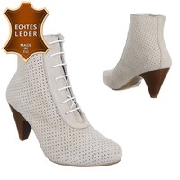 Leder Stiefeletten Damen - Puder