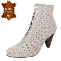 Leder Stiefeletten Damen - Puder