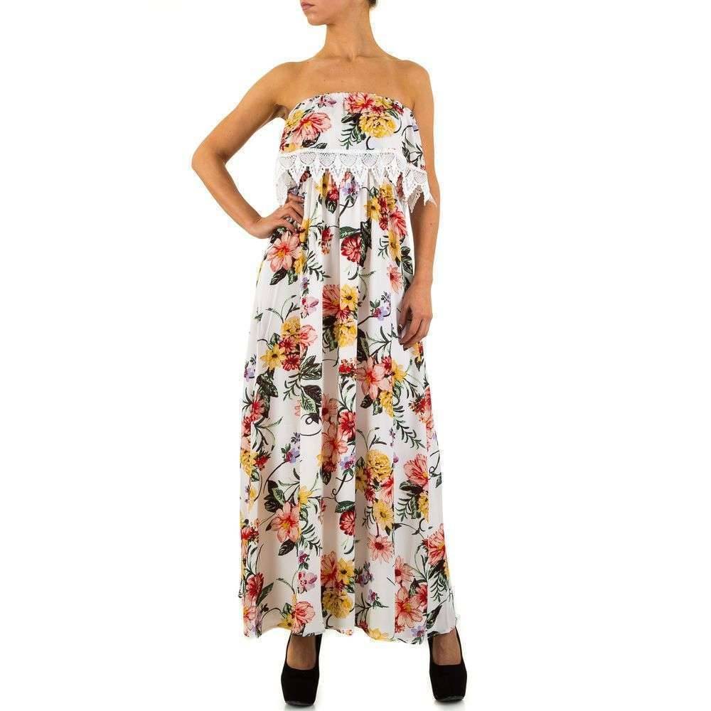 Dames Jurk Lang Von Shk Paris Wit Met Motief shk paris kopen in de aanbieding