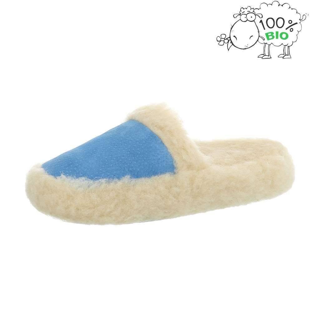 Neckermann Dames Echt Wollen Pantoffel Lichtblauw neckermann kopen in de aanbieding