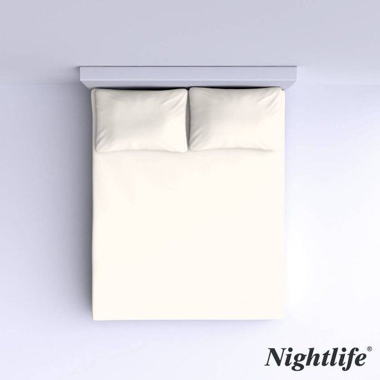 Nightlife Gladde Katoenen Hoeslaken 160X200Cm Ecru nightlife kopen in de aanbieding