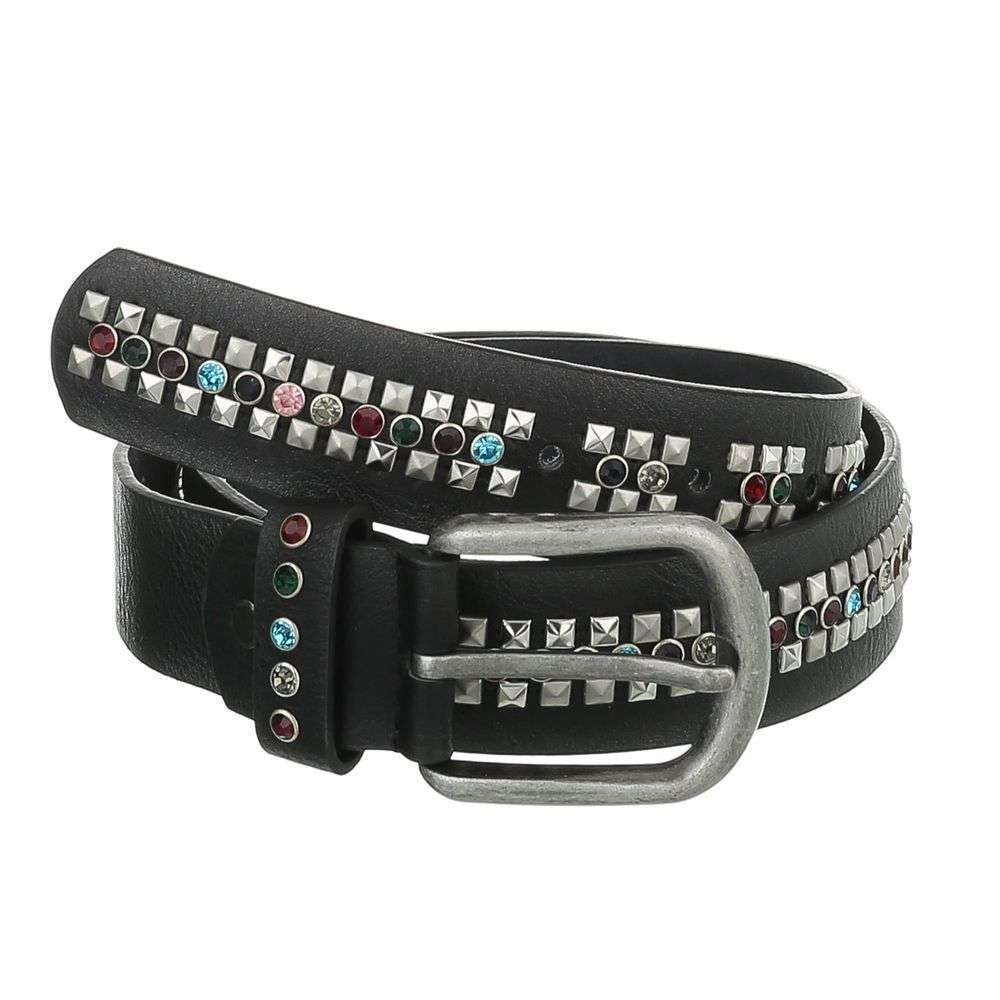 Neckermann Dames Riem Zwart Met Gekleurde Steentjes neckermann kopen in de aanbieding