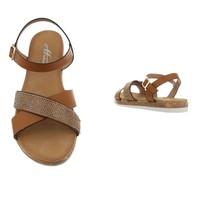Sandales flash femme camel D-116
