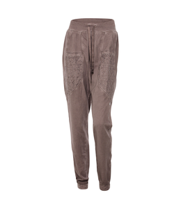 Academy Woman GARMENT-DYED JERSEY TROUSERS WITH POCKETS AND LACE HEMS