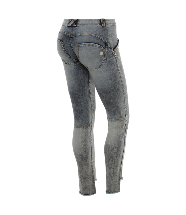WR.UP® WR.UP® Acid-washed denim, with fringed hems and embroidery