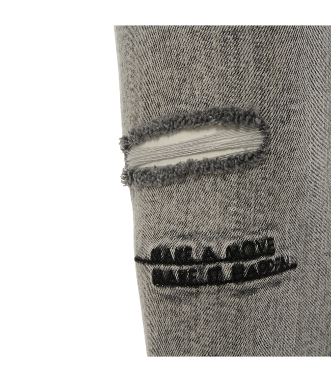 WR.UP® SKINNY WR.UP® IN DISTRESSED LIGHT GREY DENIM WITH EMBROIDERY