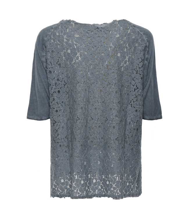 Academy Woman GARMENT-DYED LACE T-SHIRT WITH SLITS AT THE HEM