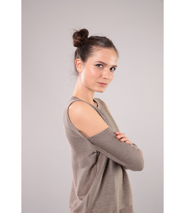 Sweat Top SWEATSHIRT WITH GOLD LUREX MICRO STRIPES - 100% MADE IN ITALY