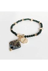 Bcharmd Adrienne Green Sandstone Abalone Seashell Bracelet Gold
