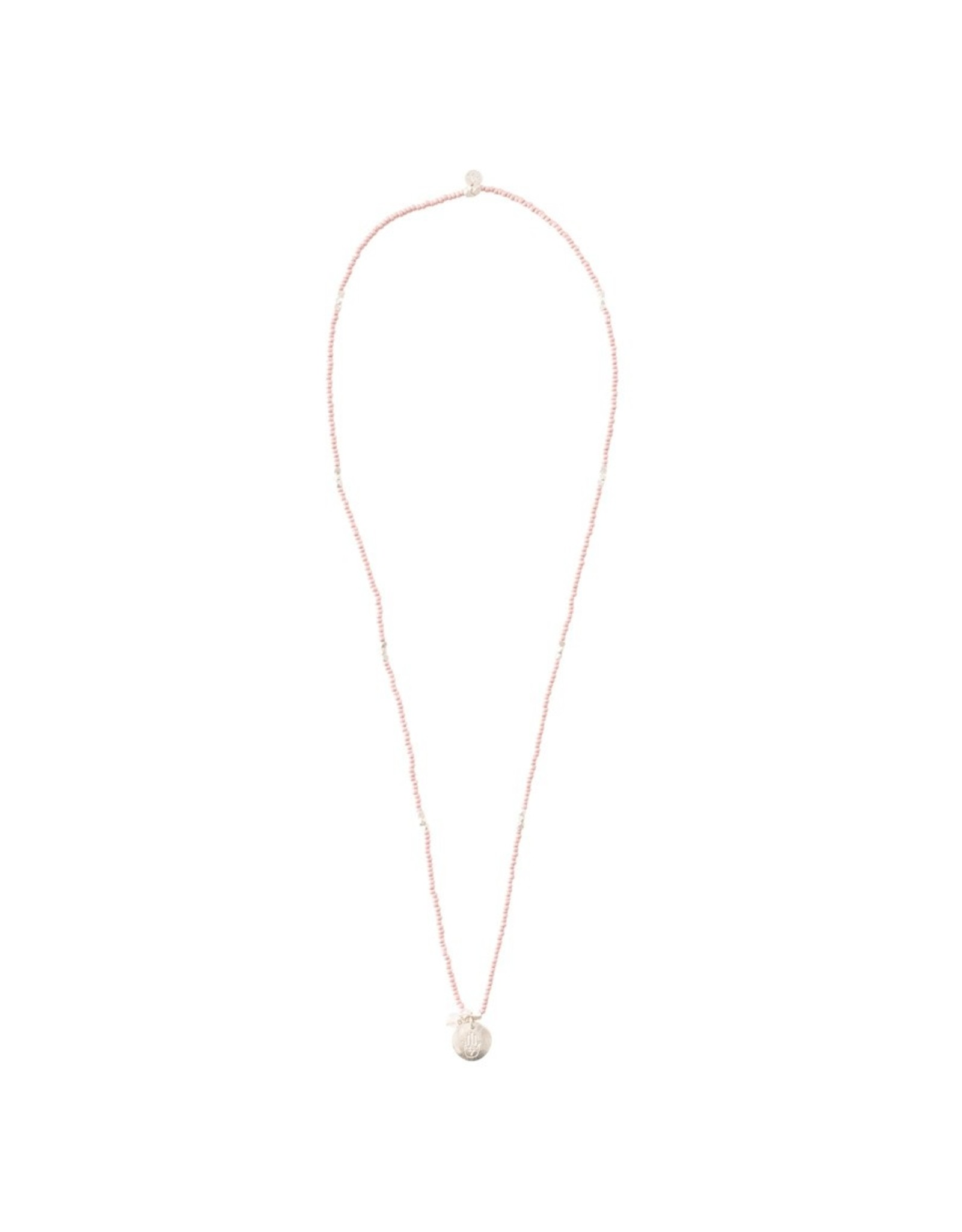 A beautiful Story Truly Rose Quartz Hamsa Silver Necklace