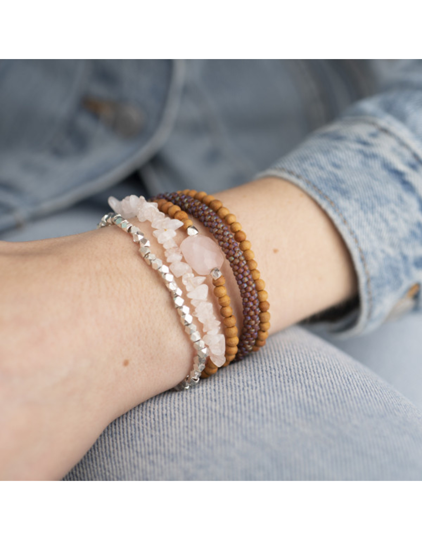 A beautiful Story Superwrap Rose Quartz Silver Bracelet