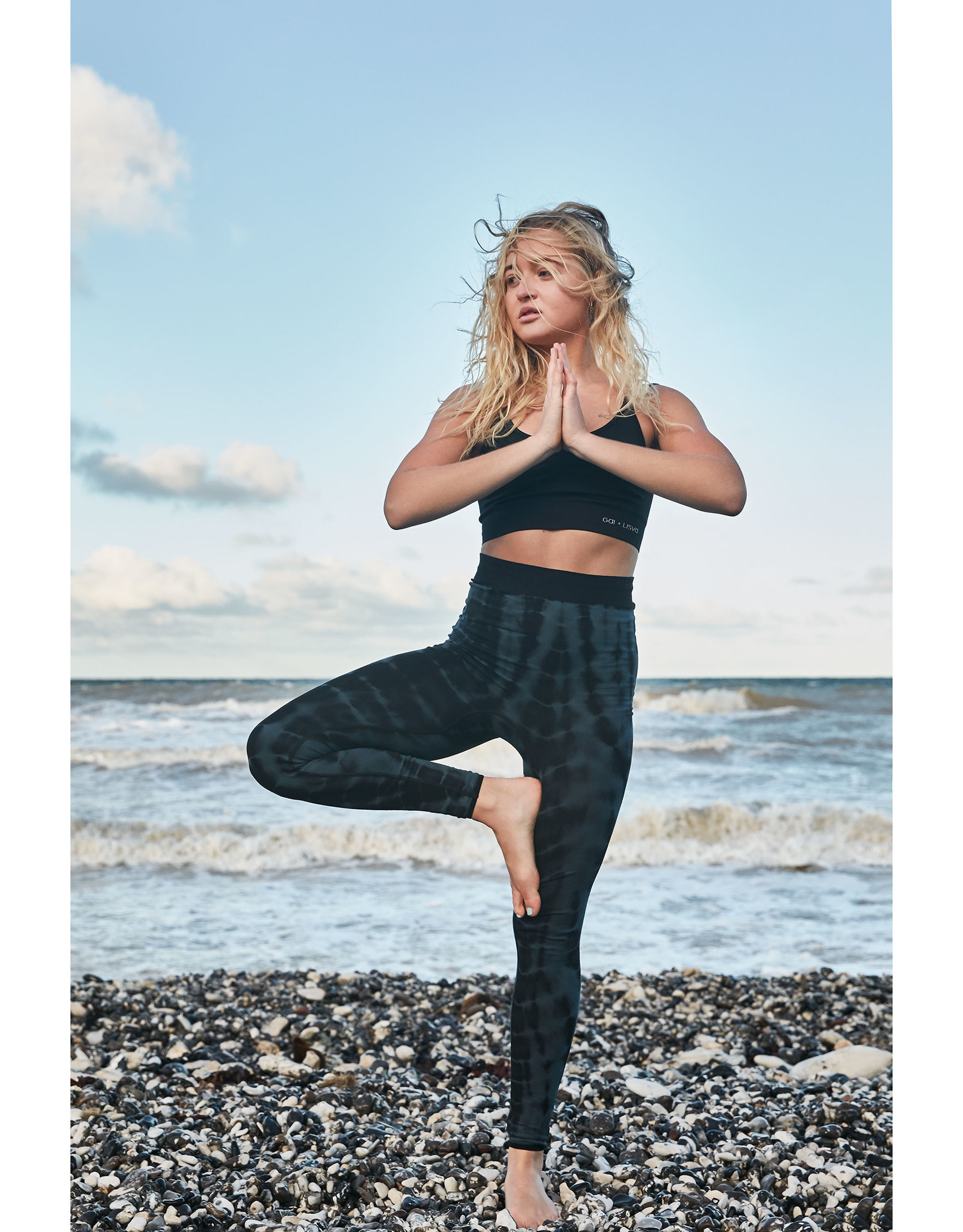 Gai & Lisva Lifa Petrol Grey Tie Dye Supersoft Rib Modal Top