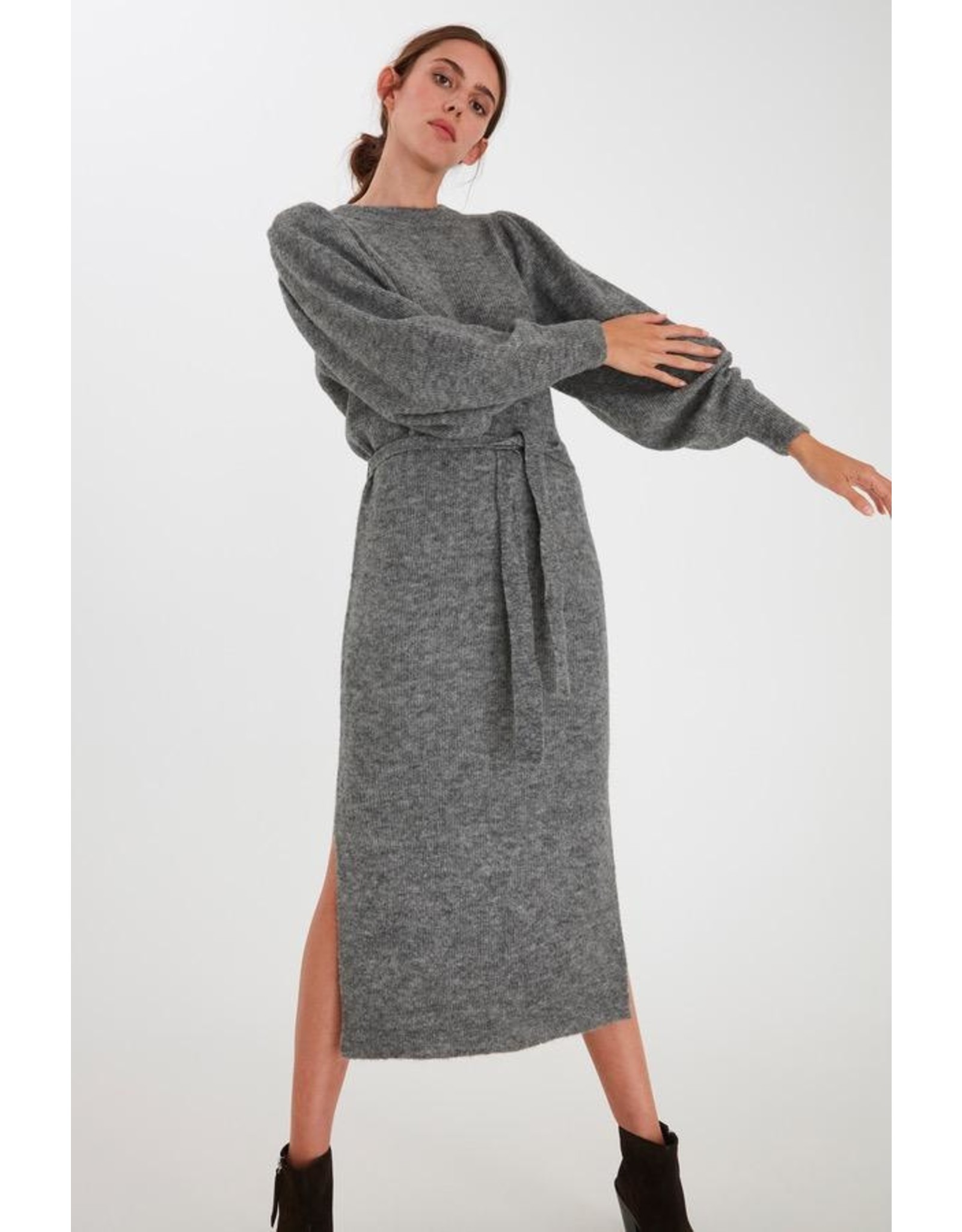 ICHI Ichi - Jordan Dark Grey Melange Dress - 20112590