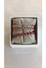 Les Interchangeables Strass Box 4 Way Bracelet Red on Silver