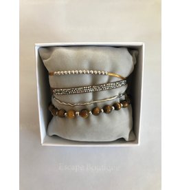 Les Interchangeables Strass Box 4 Way Bracelets Brown on Silver