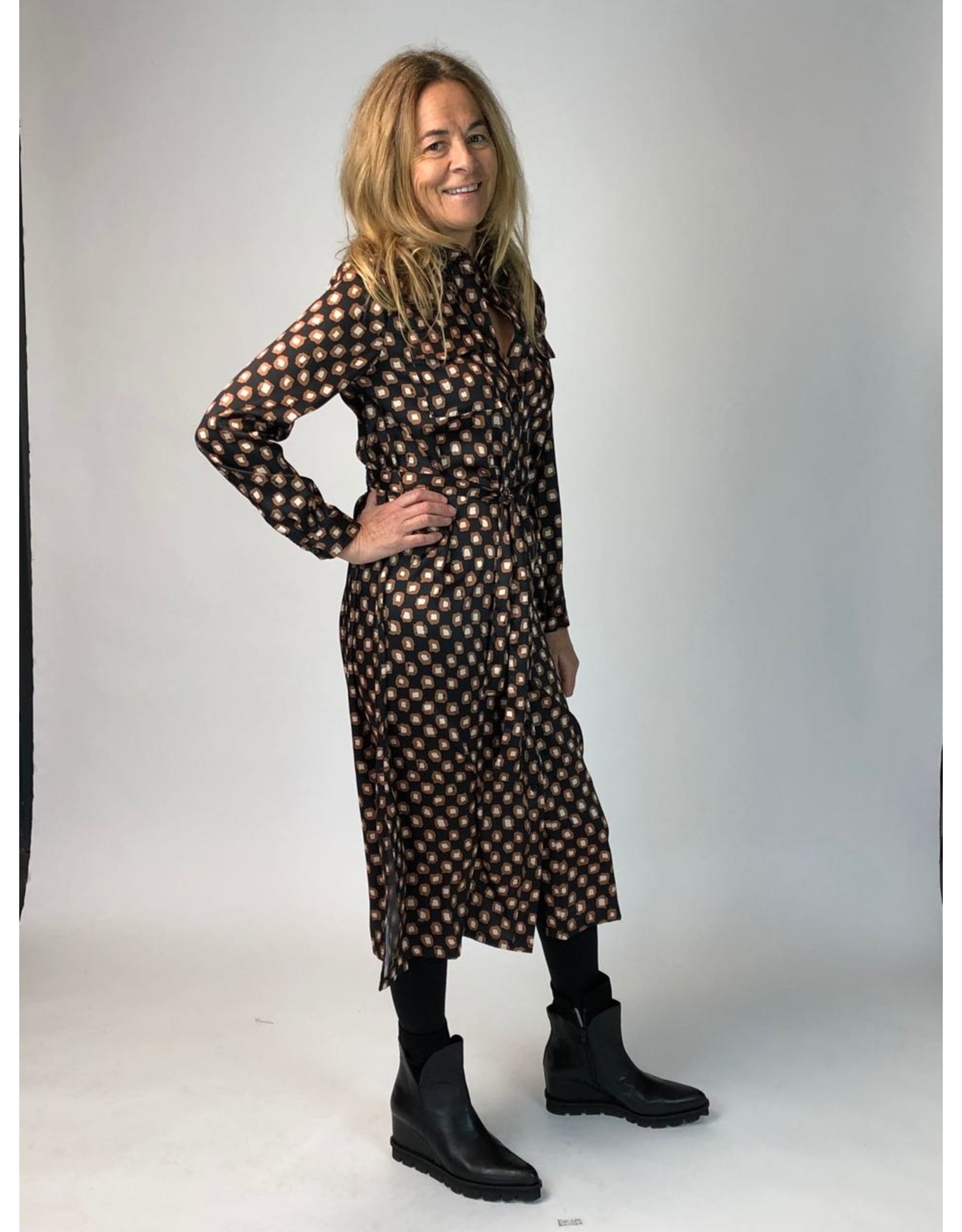 La Fee Maraboutee Black Printed Button Through Shirt Dress