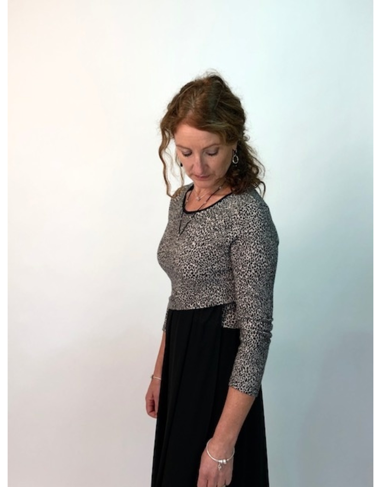 Peruzzi Black dress with Leopard Print Top