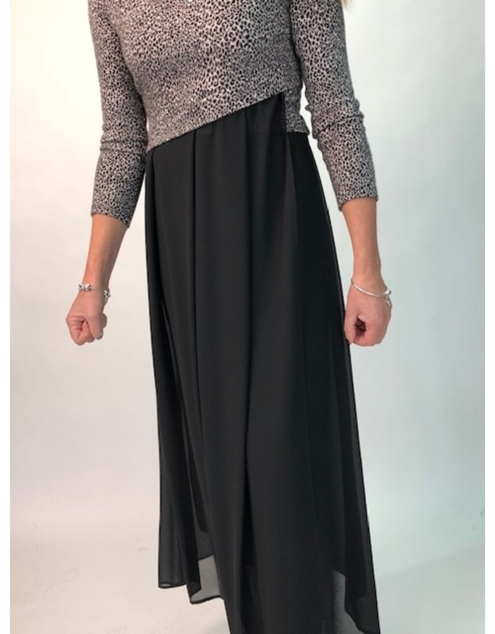 Peruzzi Black dress with Leopard Print Top