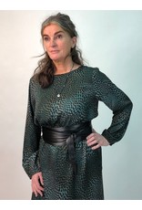 La Fee Maraboutee Animal Print Round Neck Long Sleeve Dress