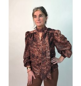 Exquise Blouse with Neck Tie Animal Print