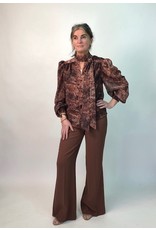 Exquise Blouse with Neck Tie Animal Print