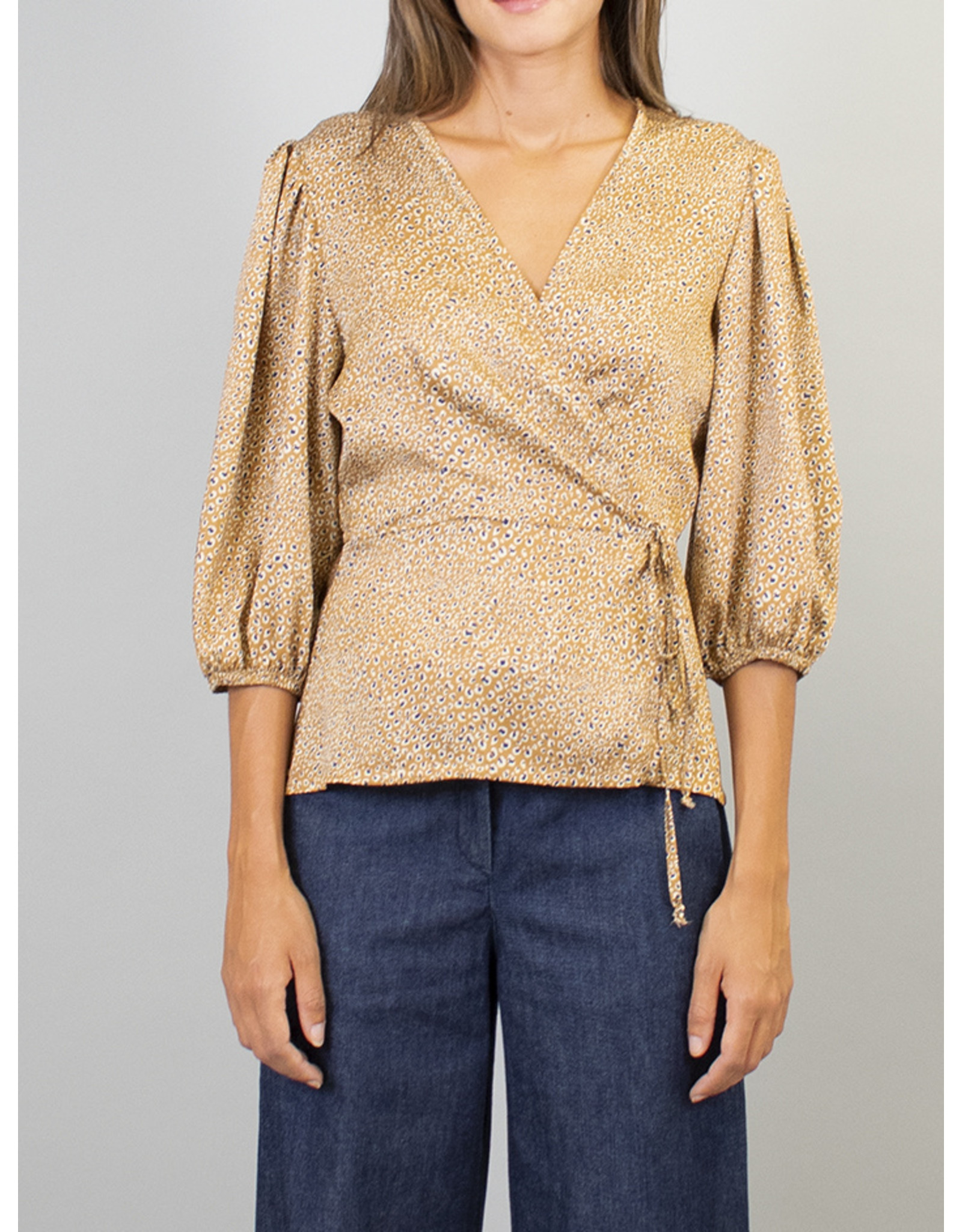 La Fee Maraboutee Gold Print Wrap Top