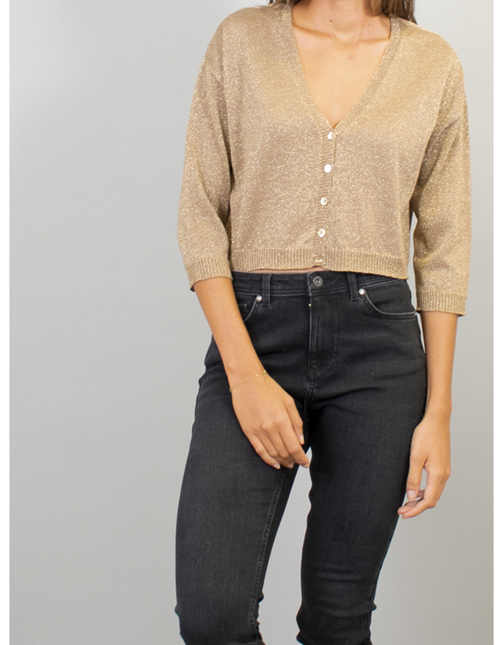 La Fee Maraboutee Gold Shimmer Fine Knit Cardi