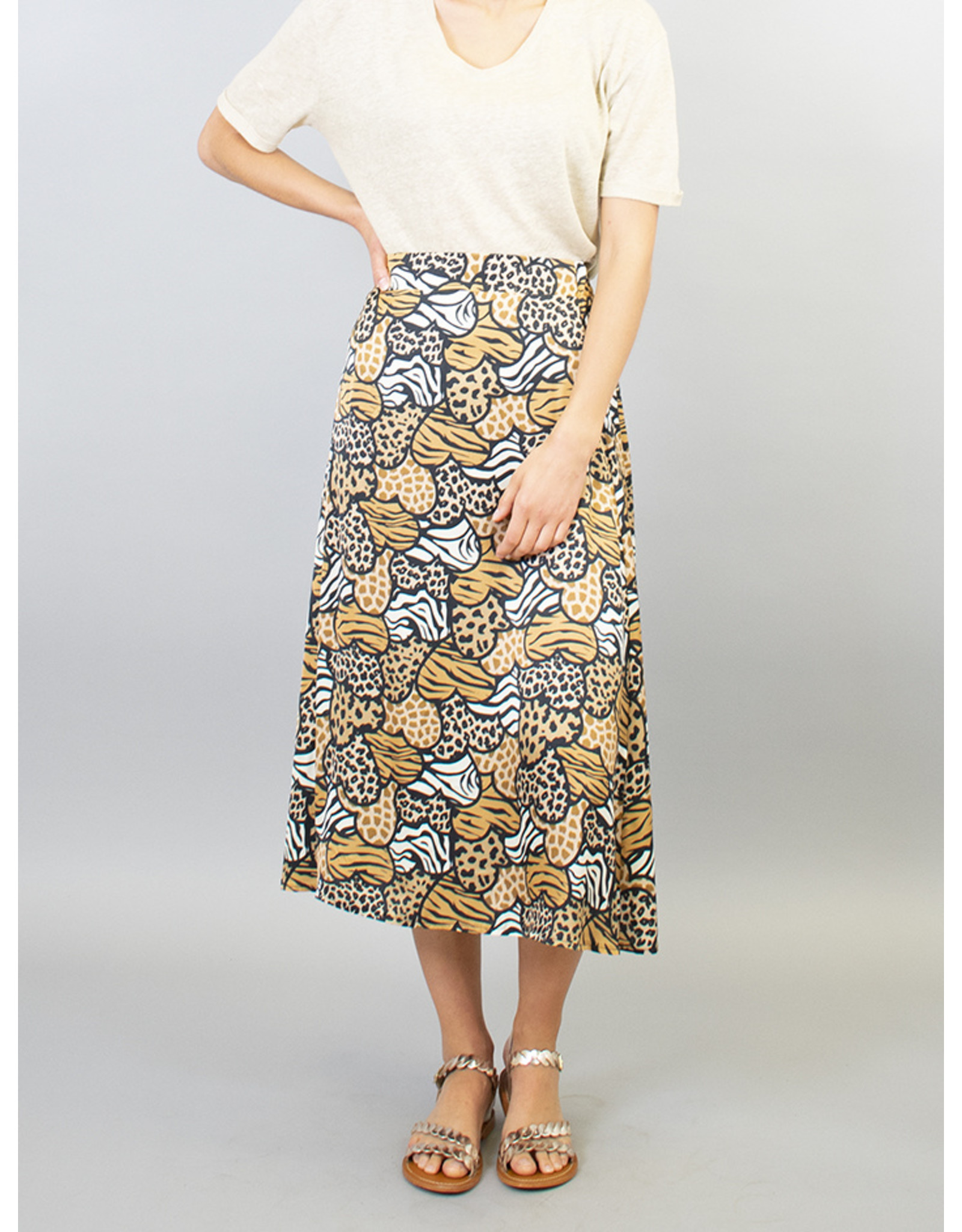 La Fee Maraboutee Heart Print Midi Skirt