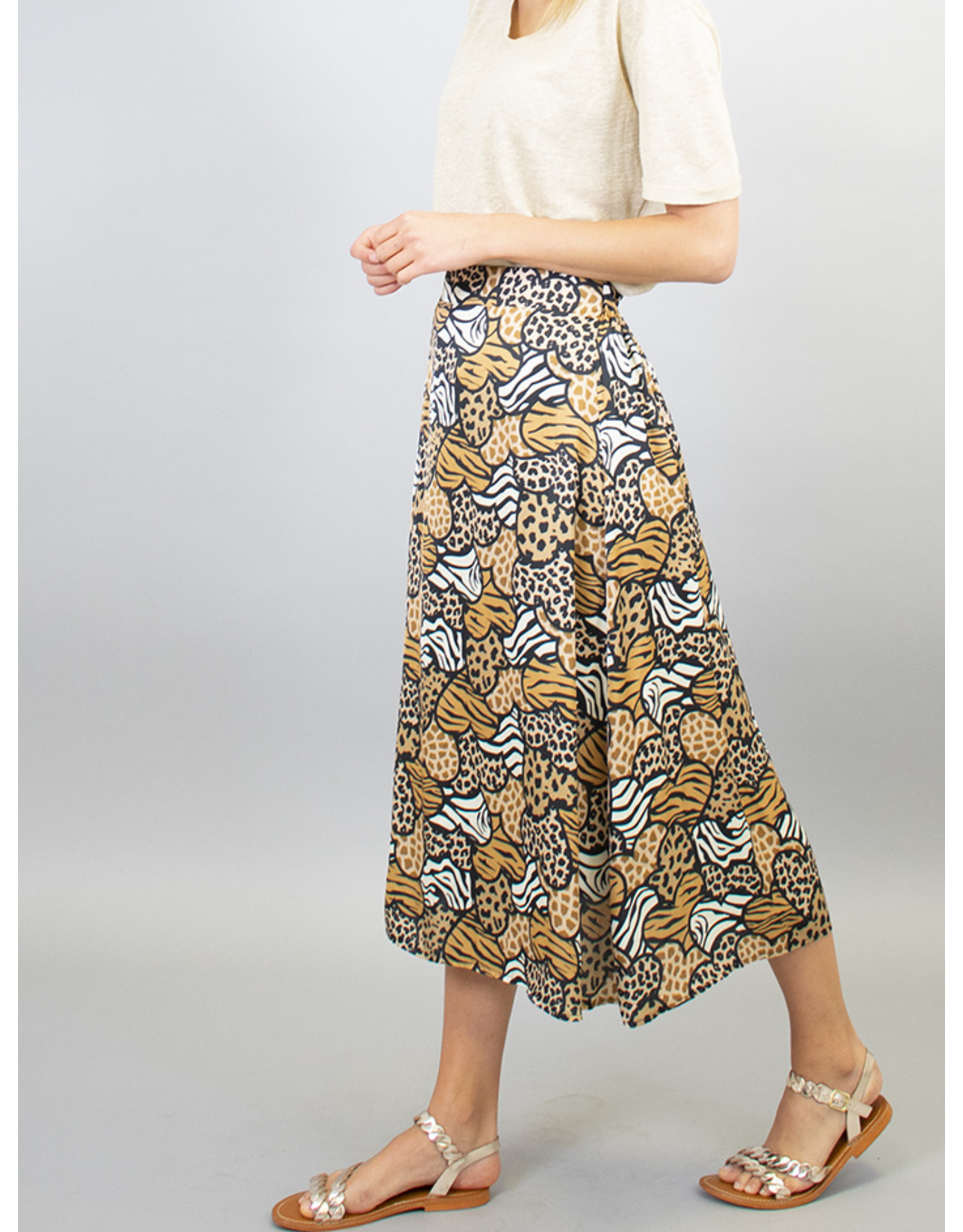 La Fee Maraboutee Heart Print Midi Skirt