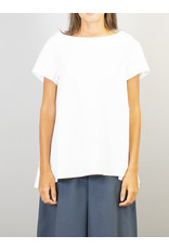 Humility Crisp Cotton Top with Pleat Detail On Left sleeve