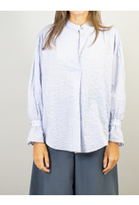 Humility Light Blue Loose Fit Blouse Top with Belted Sleeve Cuff Detail.