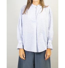 Humility Light Blue Loose Fit Blouse Top with Belted Sleeve Cuff Detail.