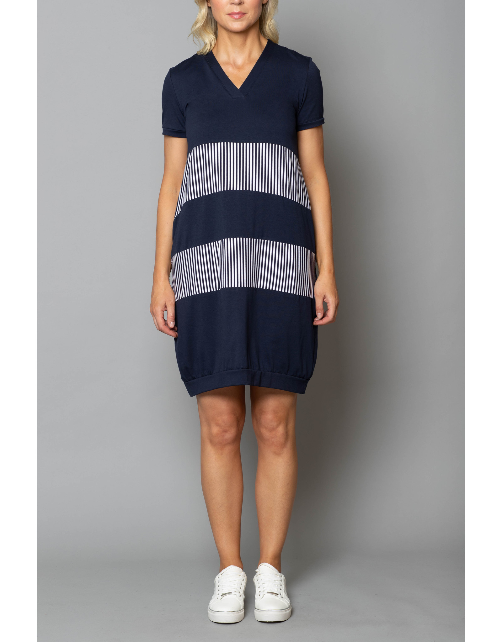 Peruzzi Jersey Stripe Short Sleeve Layered Dress