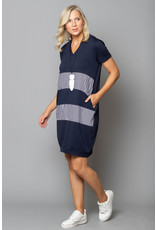 Peruzzi Jersey Stripe Short Sleeve Layered Dress