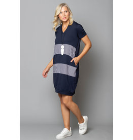 Peruzzi Jersey Stripe Short Sleeve Layered Dress
