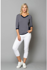 Peruzzi Striped Side Panel  V neck Top